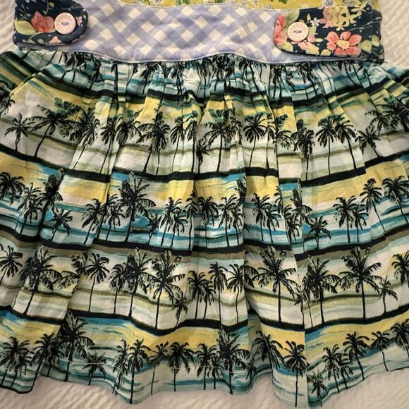 Matilda Jane Yellow Lovely Paradise Tank Dress Size 2 Palm Trees Blue Green - Picture 3 of 5
